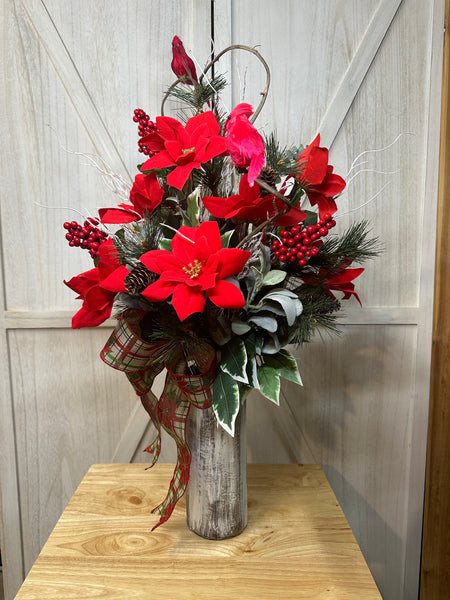 Christmas Poinsettias Cemetery Arrangement