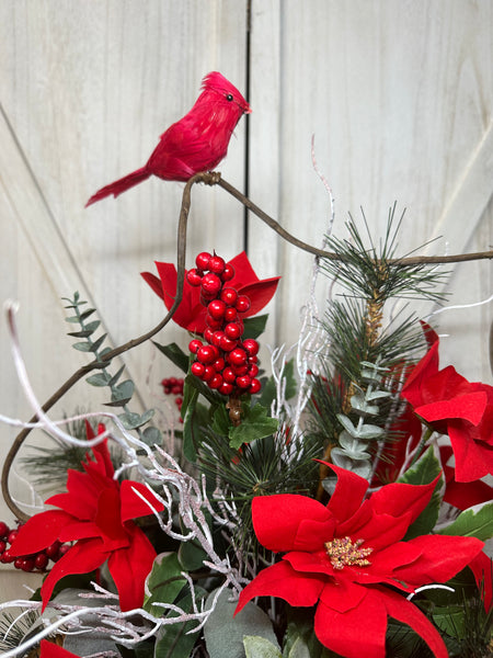 Christmas Poinsettias Cemetery Arrangement