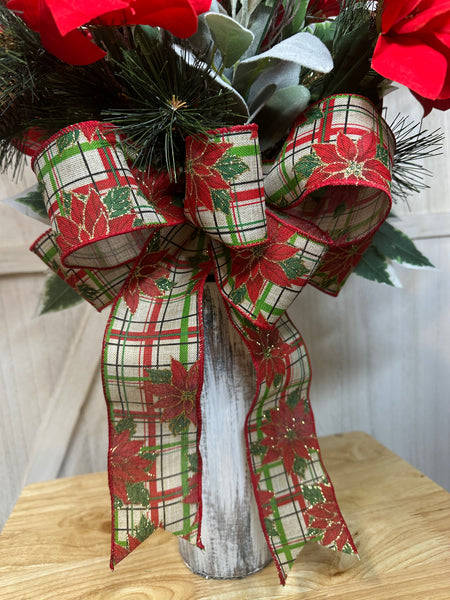 Christmas Poinsettias Cemetery Arrangement