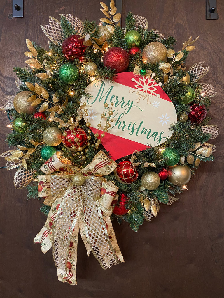 Merry Christmas Evergreen Wreath