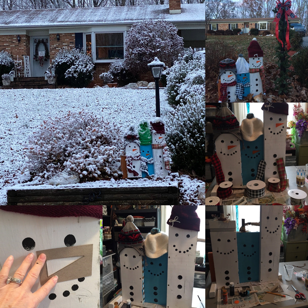 Wooden Snowmen Yard Decoration -- two sides to this story!!