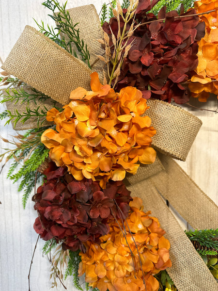 Hydrangea Grapevine Wreath - Fall