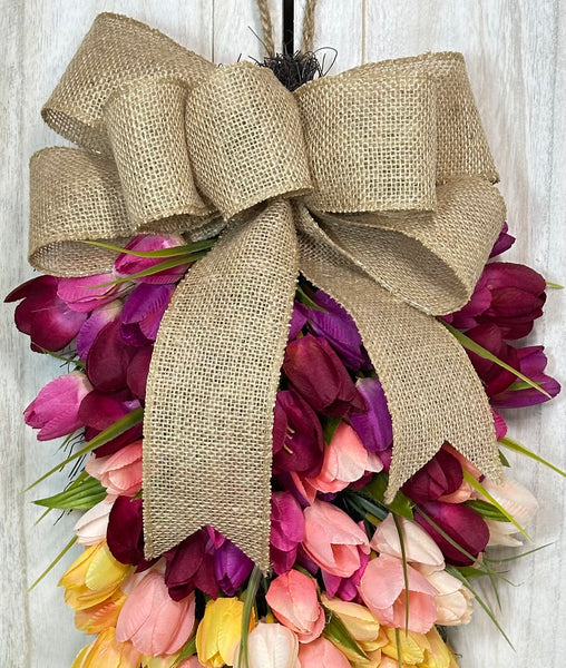 Tulips Teardrop Wreath - Ombre