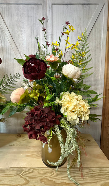 Peony & Hydrangea Flower Arrangement