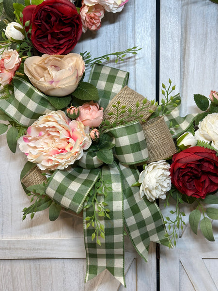 Spring Peonies Wreath - Red