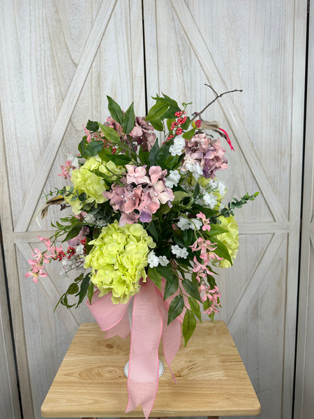 Hydrangea & Wildflowers Cemetery Arrangement