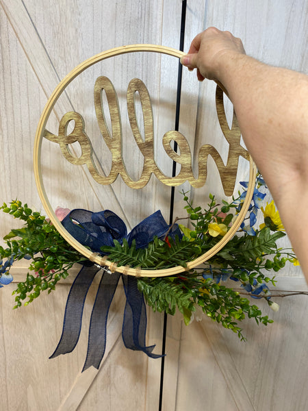 Welcome or Hello Mixed Flowers - Hoop