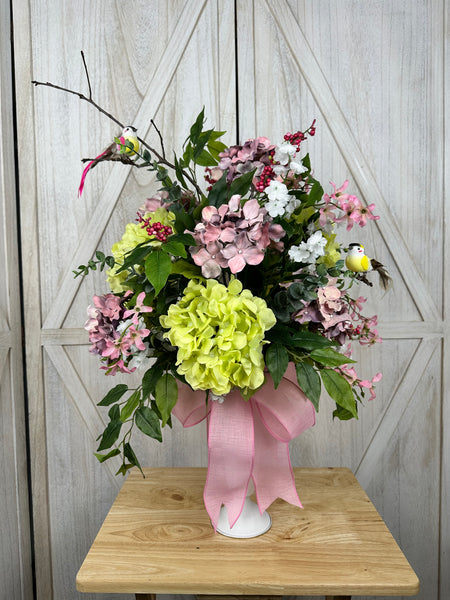 Hydrangea & Wildflowers Cemetery Arrangement