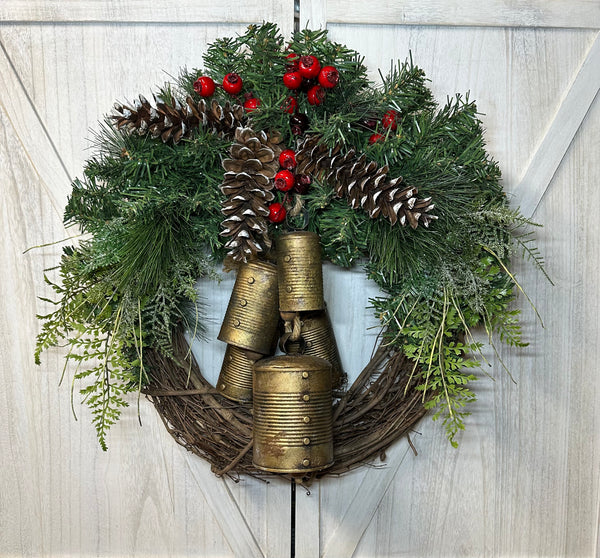 Cowbells Evergreen Wreath