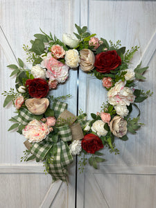 Spring Peonies Wreath - Red