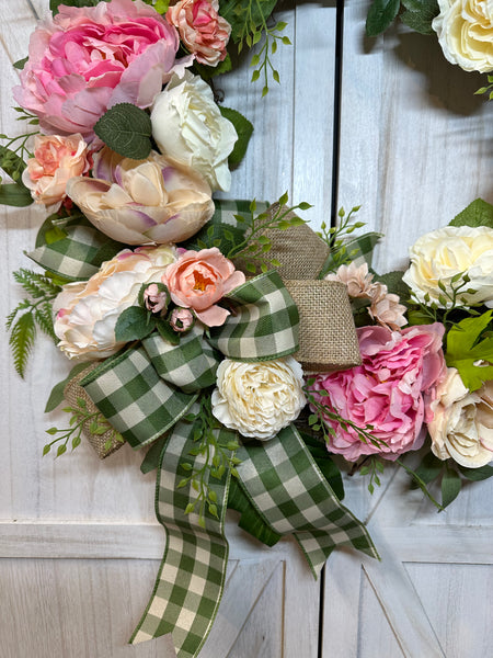 Spring Peonies Wreath - Pink