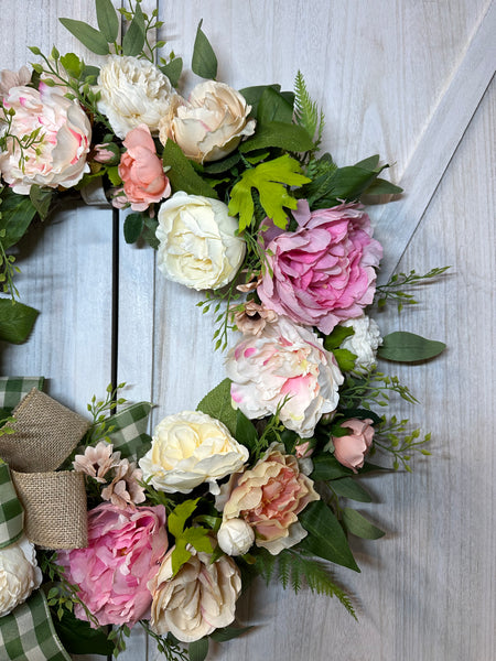 Spring Peonies Wreath - Pink