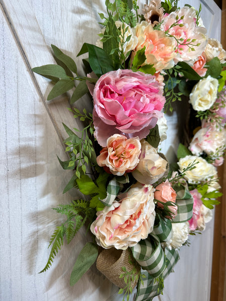 Spring Peonies Wreath - Pink