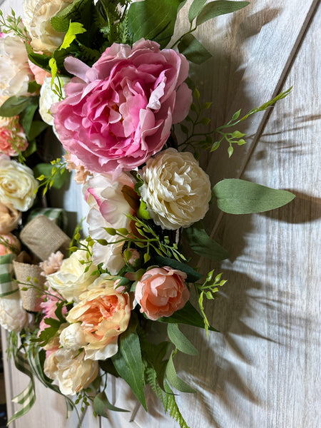 Spring Peonies Wreath - Pink