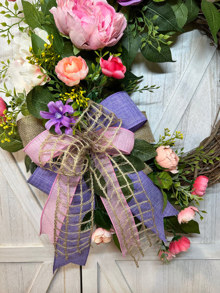 Spring Peonies & Ranunculus Wreath