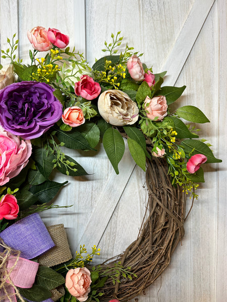 Spring Peonies & Ranunculus Wreath