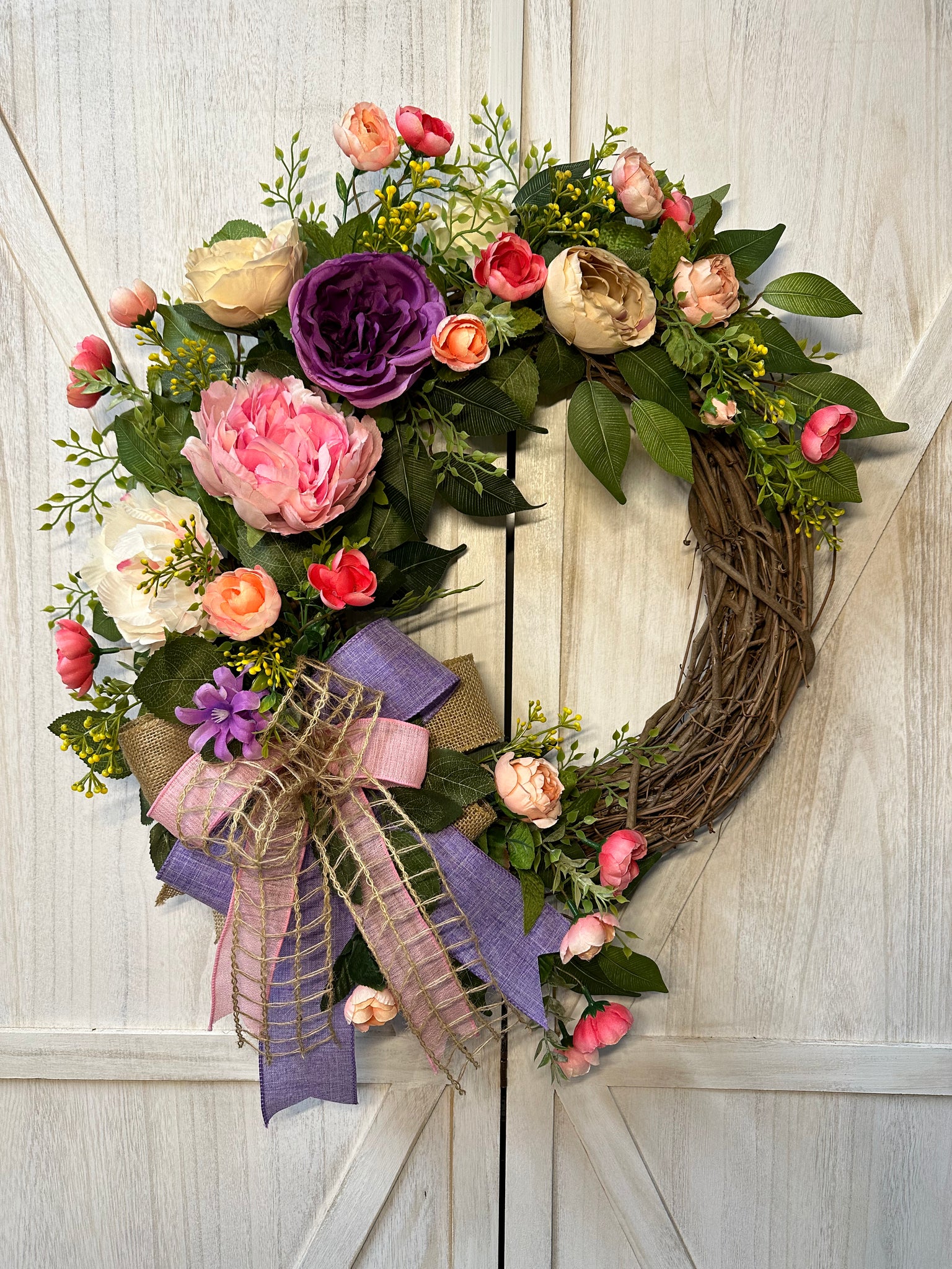 Spring Peonies & Ranunculus Wreath