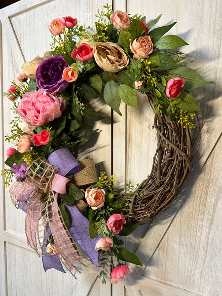 Spring Peonies & Ranunculus Wreath