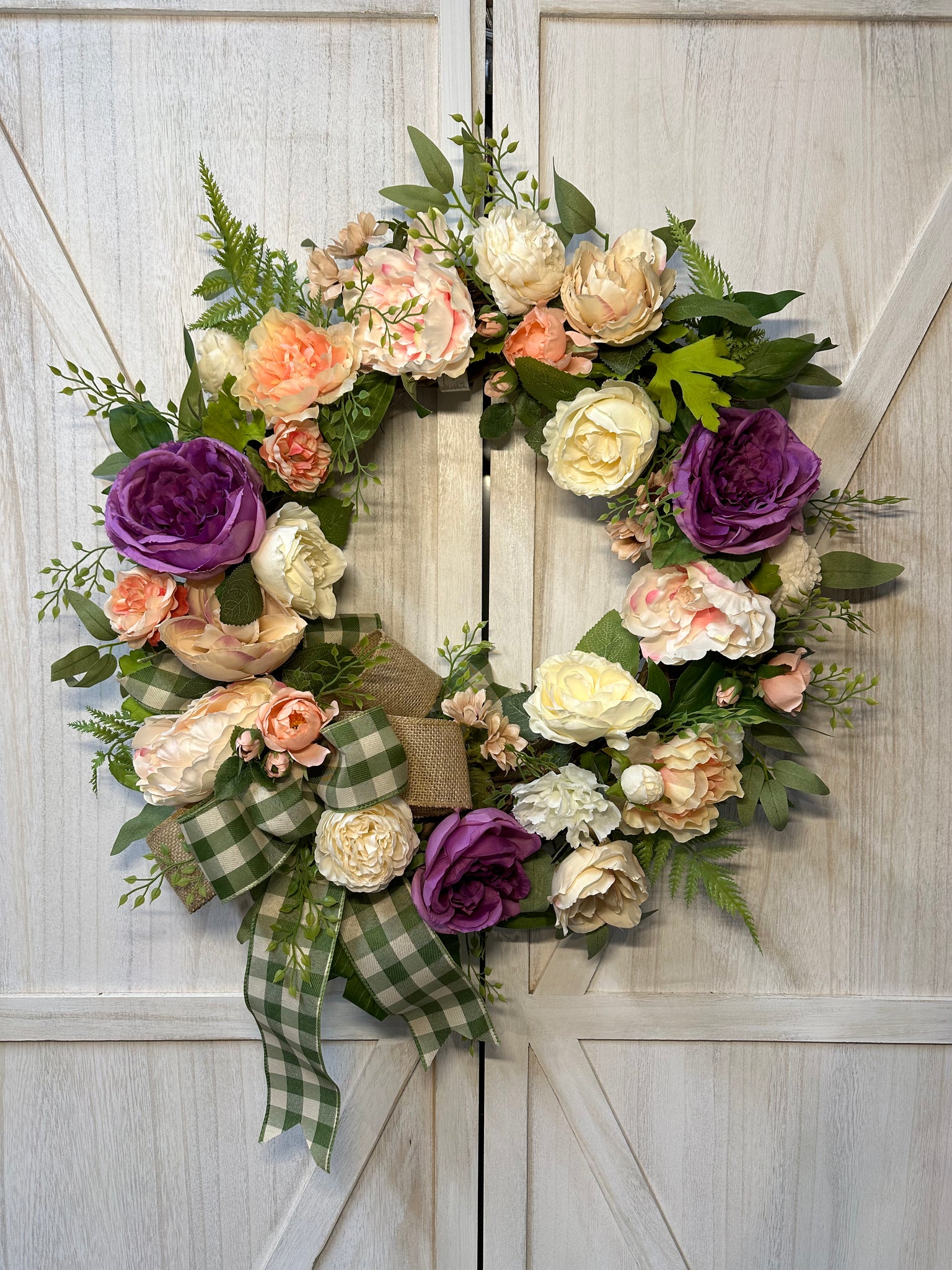 Spring Peonies Wreath - Purple