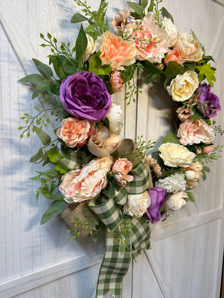 Spring Peonies Wreath - Purple