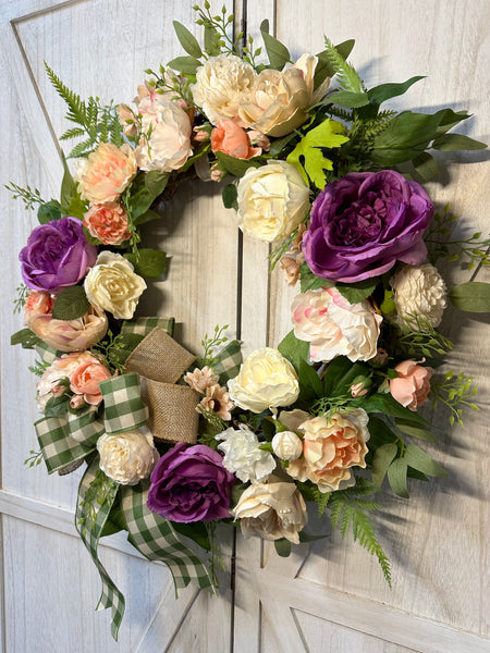 Spring Peonies Wreath - Purple