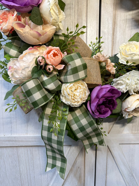 Spring Peonies Wreath - Purple