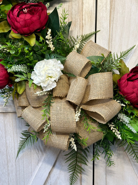 Spring & Summer Peonies Wreath - dark pink