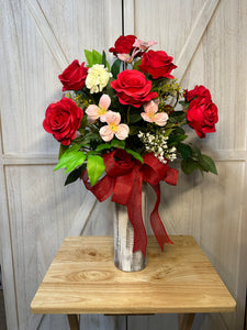 Rose Themed Cemetery Arrangement