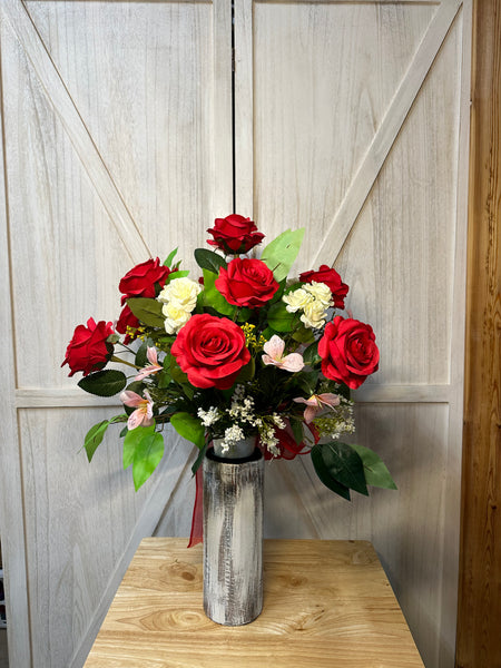 Rose Themed Cemetery Arrangement