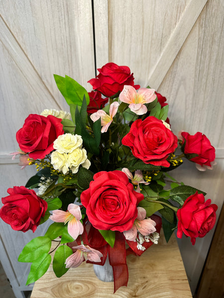 Rose Themed Cemetery Arrangement