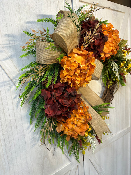 Hydrangea Grapevine Wreath - Fall