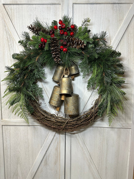 Cowbells Evergreen Wreath