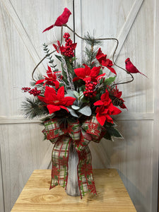 Christmas Poinsettias Cemetery Arrangement