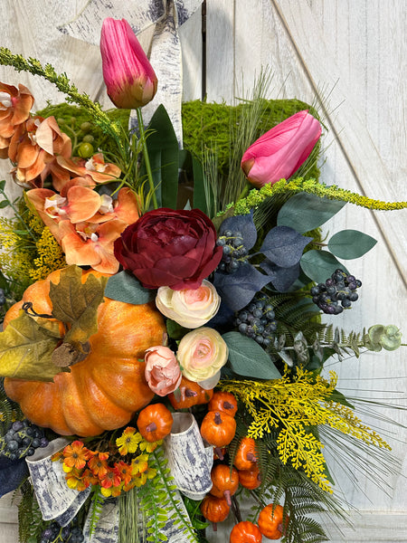 Fall Pumpkins & Tulips Swag