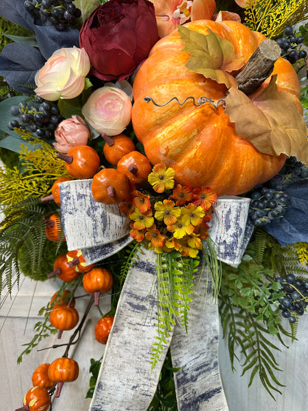 Fall Pumpkins & Tulips Swag