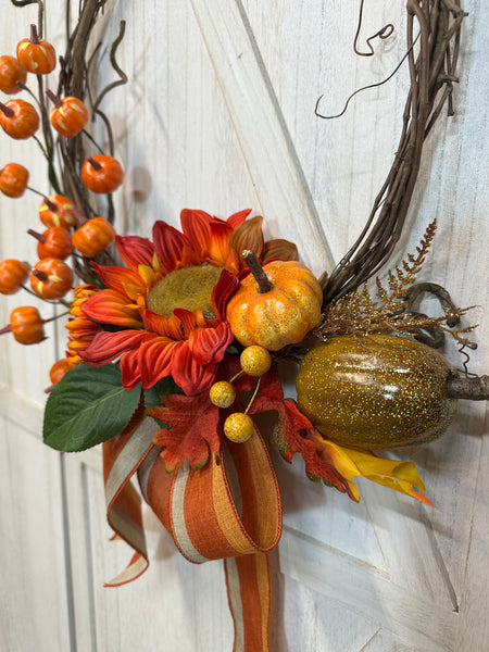 Pumpkin Spray - thin grapevine