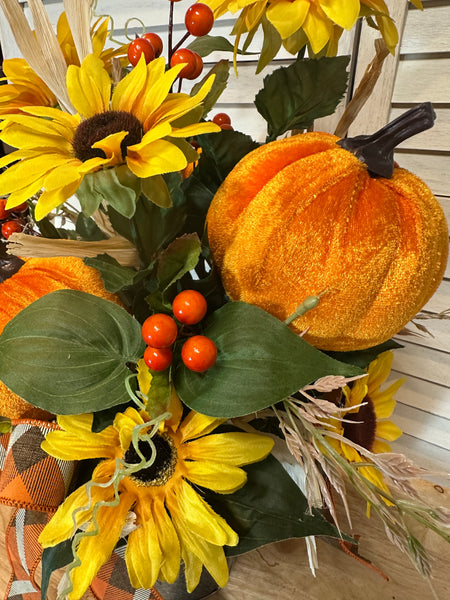 Pumpkins & Sunflowers Floral Arrangement