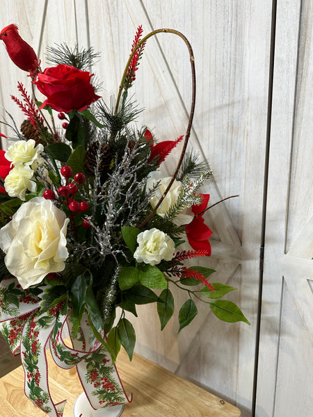 Christmas Poinsettias Cemetery Arrangement
