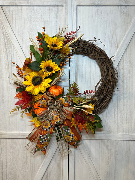 Sunflower & Pumpkins Wreath