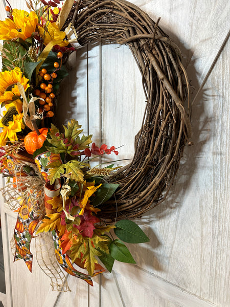 Sunflower & Pumpkins Wreath