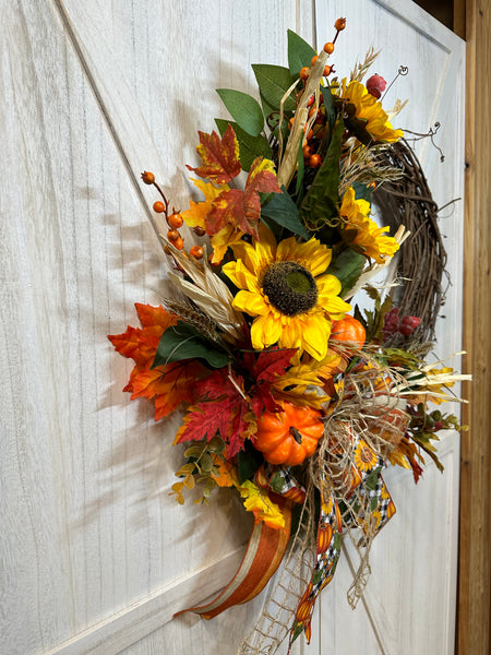 Sunflower & Pumpkins Wreath