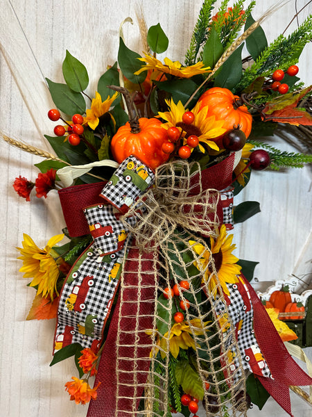 Sunflowers & Pumpkin Truck Wreath