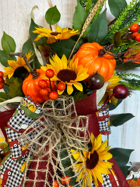 Sunflowers & Pumpkin Truck Wreath