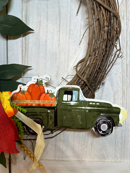 Sunflowers & Pumpkin Truck Wreath