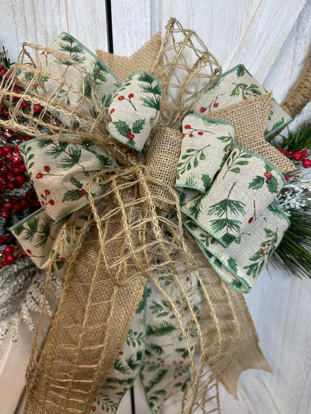 Frosted Red Berry Wreath - Hoop