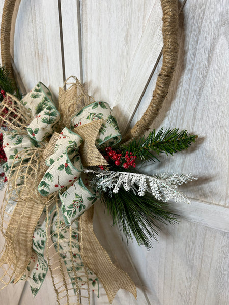 Frosted Red Berry Wreath - Hoop