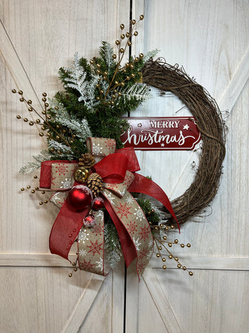 Gold Berry Merry Christmas Wreath