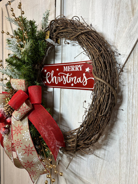 Gold Berry Merry Christmas Wreath