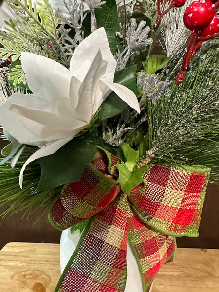 White Pinsettias and Berries Arrangement