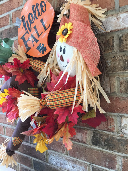 Hello Fall Scarecrow Wreath